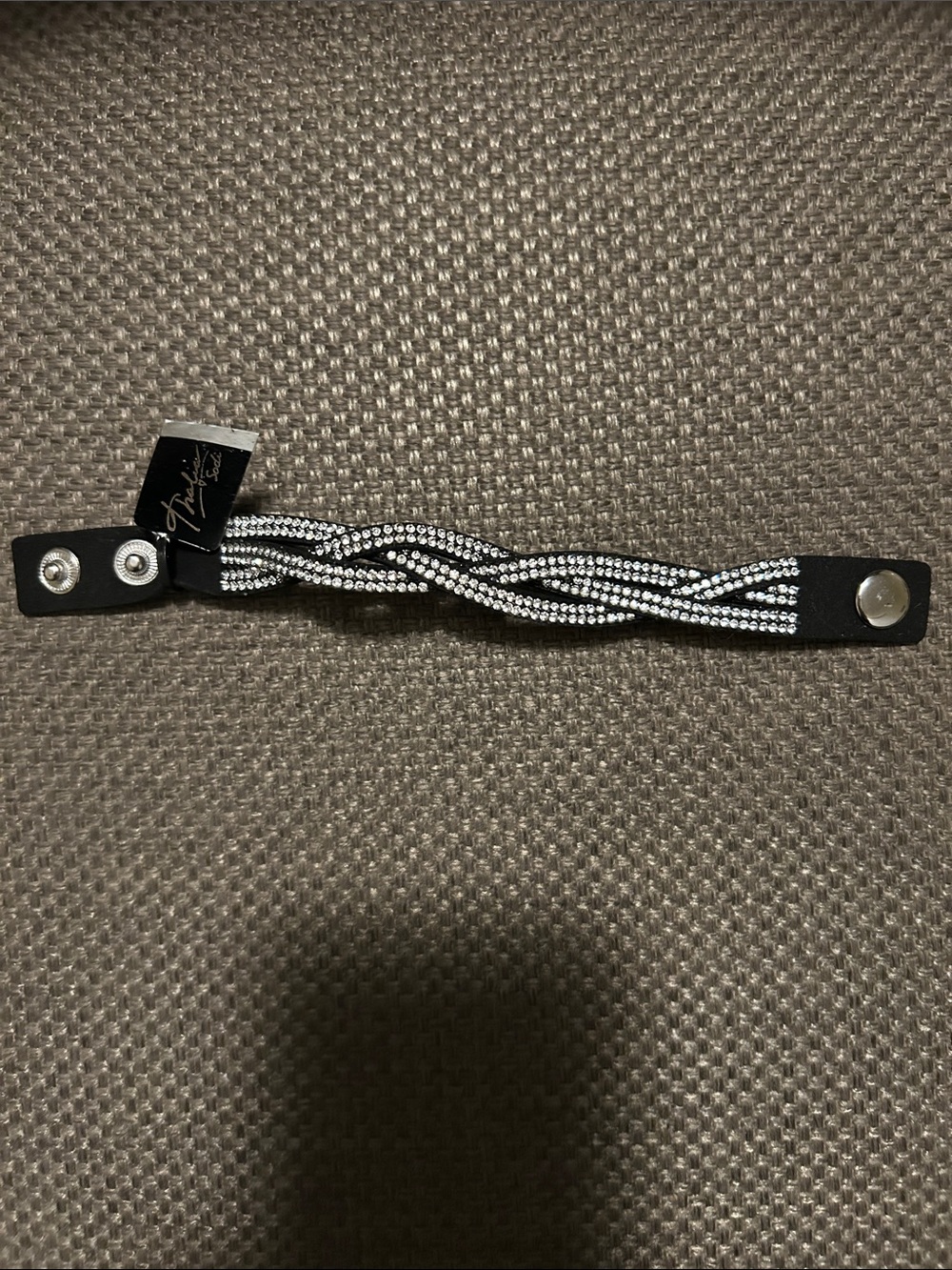 Braided Crystal Accent Black Bracelet - Unbranded